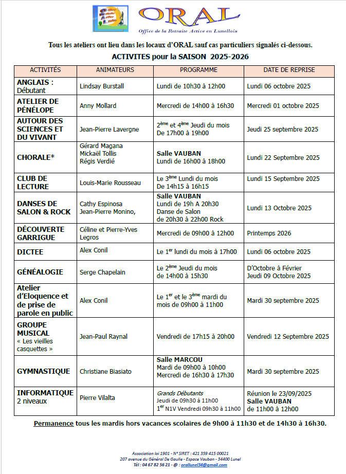 activités oral 2025-2026