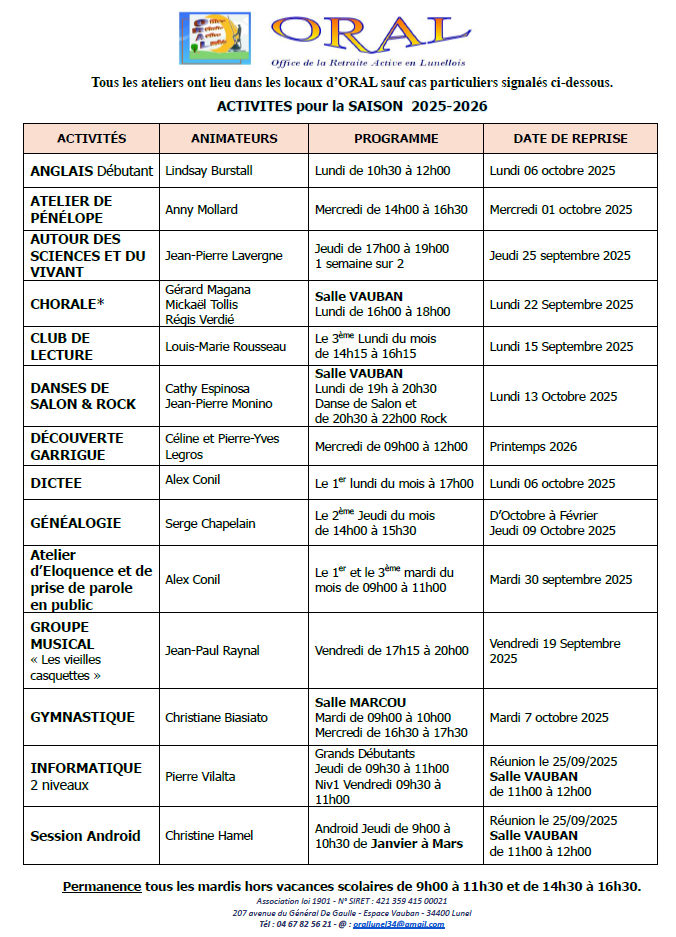 activités oral 2025-2026